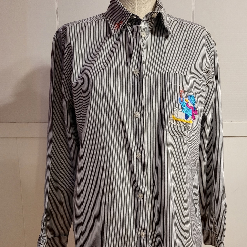 🦨Karen Scott Snowman Holiday shirt Med